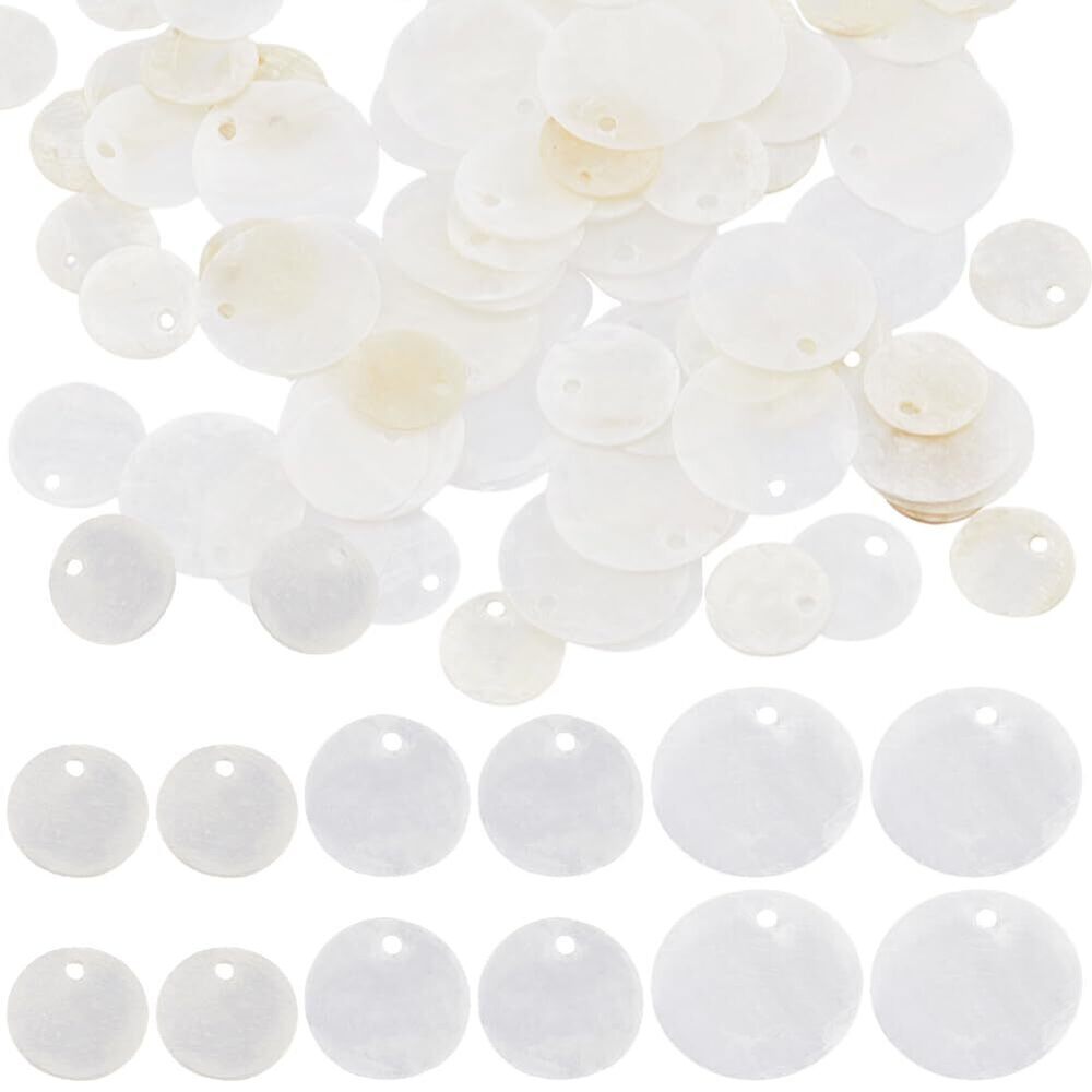 7151 1 Box 180Pcs Round Capiz Shell Charms Bulk Shell Pendants Small Mussel - Picture 1 of 6